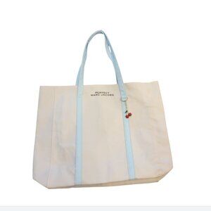 Marc Jacobs Perfect Canvas Ivory/Blue Cherry Charm TOTE BAG